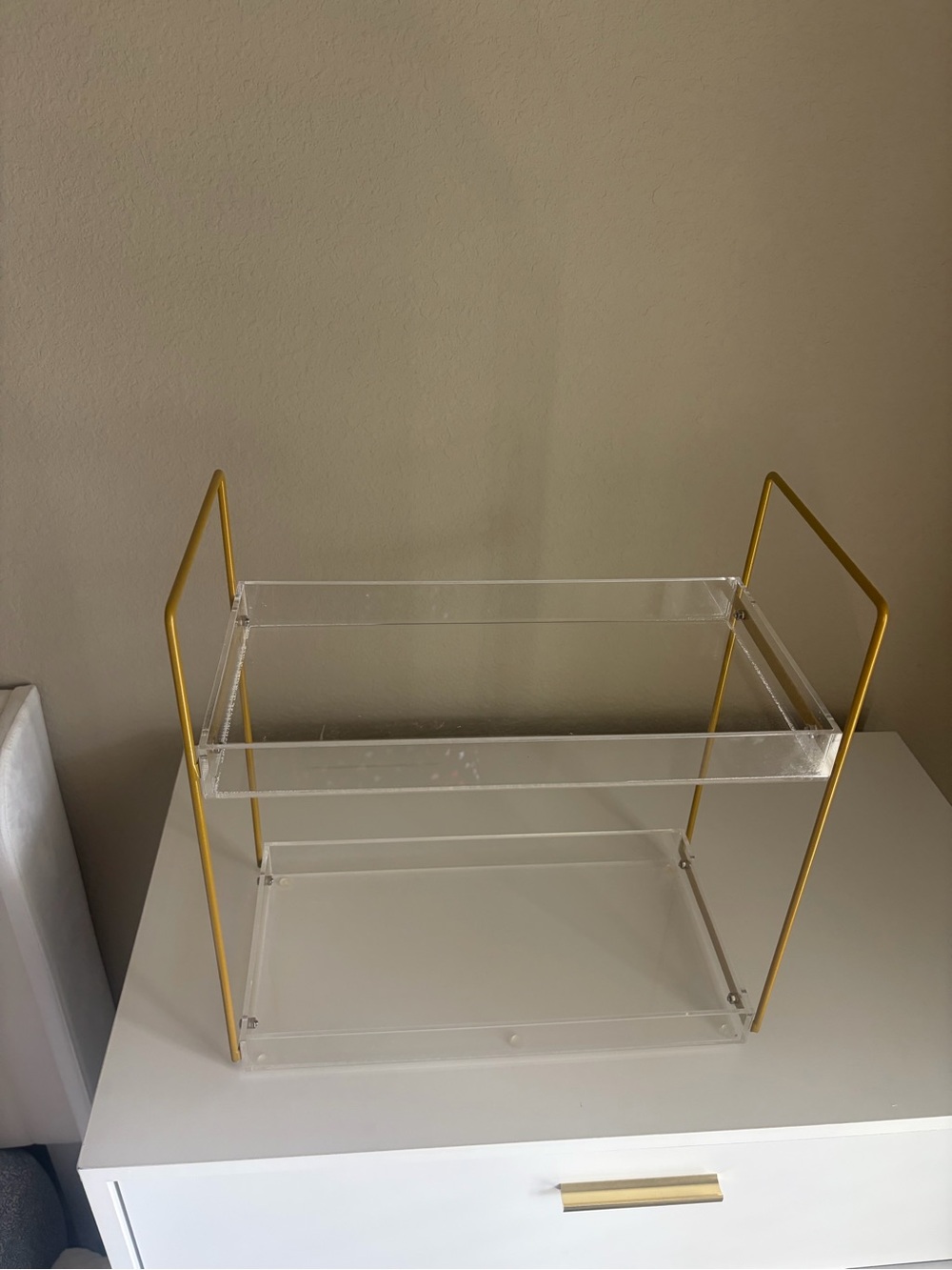 Amazon Clear Acrylic Two-Tier Organizer with Gold Frame